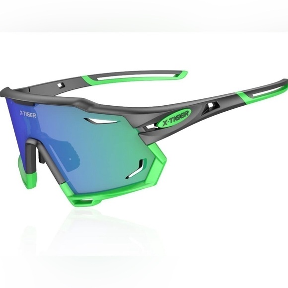 X-Tinger Accessories - Unisex X-Tinger Polarized Green Black Cycling Sunglasses!